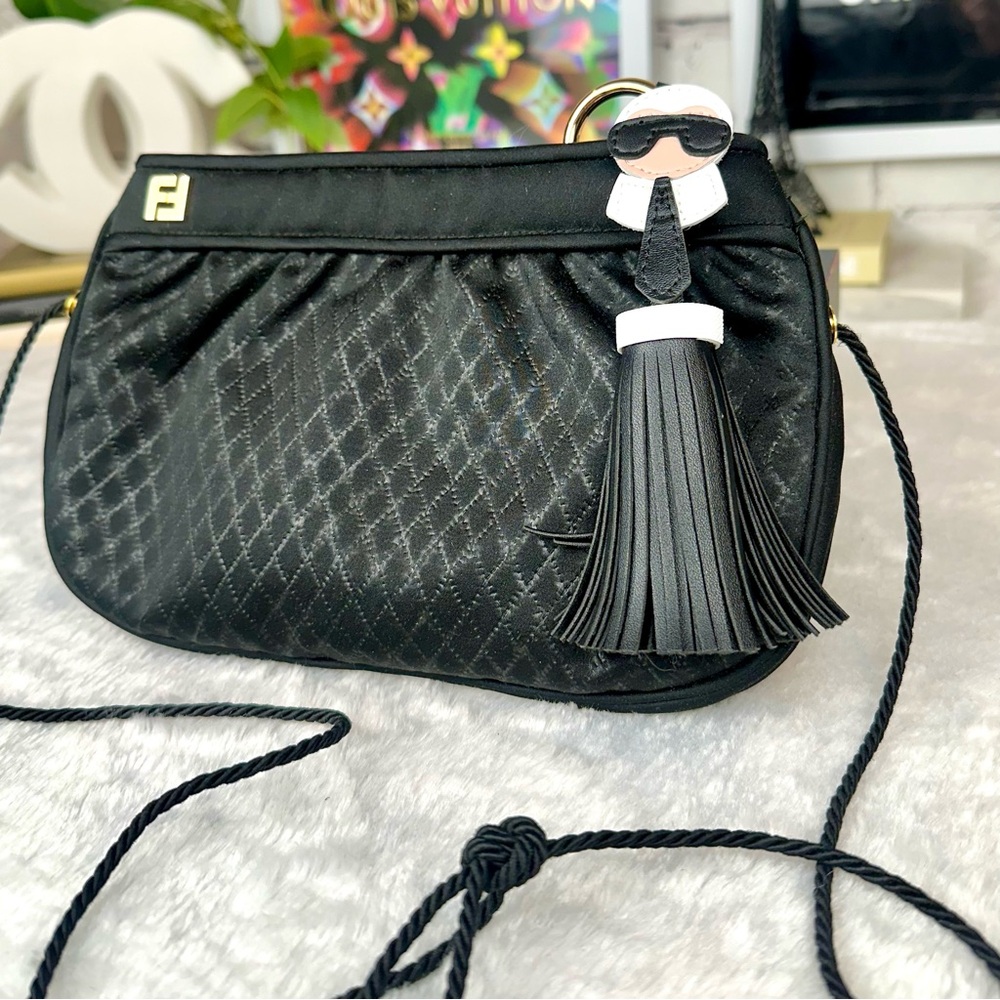 FENDI black crossbody or shoulder bag quilted soft cloth! So cute. “GREAT!” - Picture 2 of 16